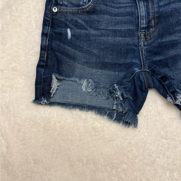 American Eagle Midi Denim Shorts Blue Distressed Size 0 - Picture 4 of 9